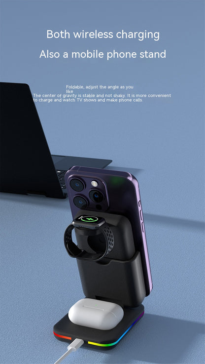 Magnetic Three-in-one Wireless Charger Electrical Magnetic Power Bank 5000 MA Magnetic Wireless Charger