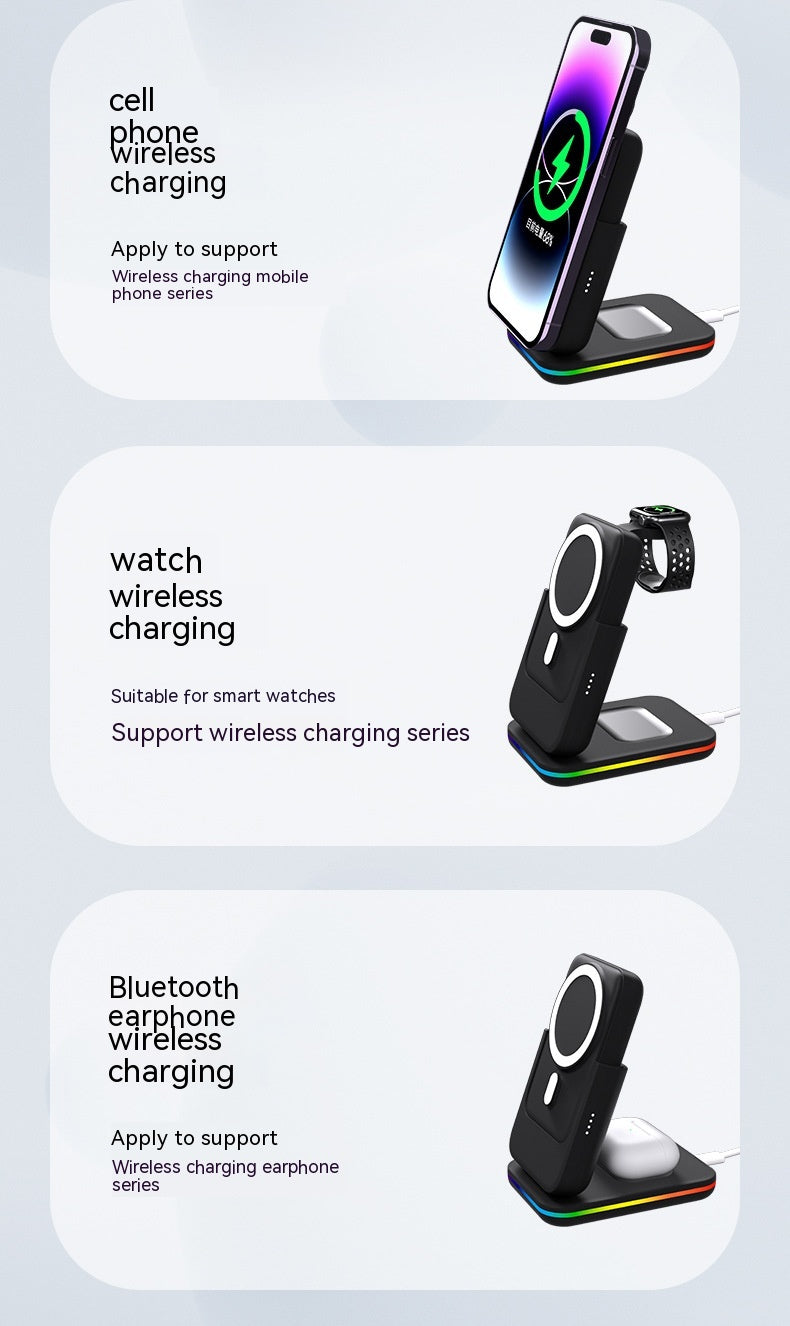 Magnetic Three-in-one Wireless Charger Electrical Magnetic Power Bank 5000 MA Magnetic Wireless Charger